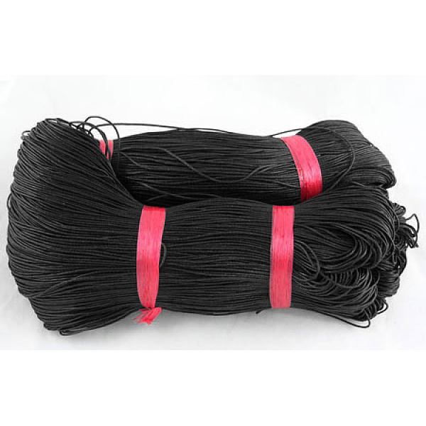 

PandaHall Chinese Waxed Cotton Cord, Bead Cord, Black, 1.2mm, about 382.76 yards(350m)/bundle Waxed Cotton Cord Round Black