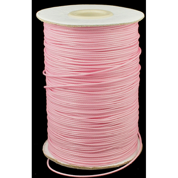 

PandaHall Waxed Polyester Cord, Bead Cord, Pink, 1.5mm, about 169.51~174.98 Yards(155~160m)/Roll Waxed Polyester Cord Round Pink