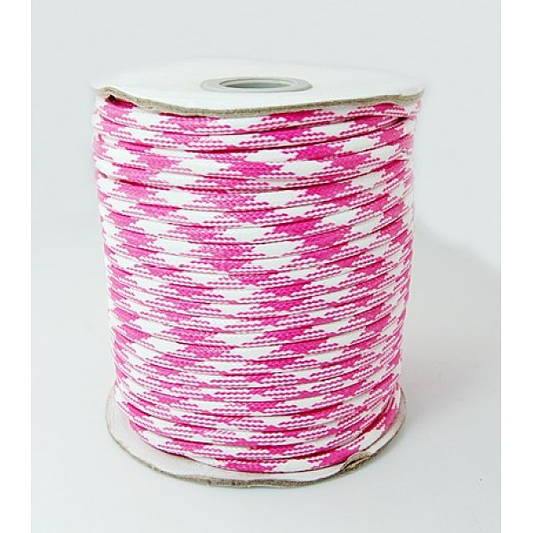 

PandaHall Korean Waxed Polyester Cords, with Double Color, Camellia, 3mm, about 50yards/roll Waxed Polyester Cord Pink
