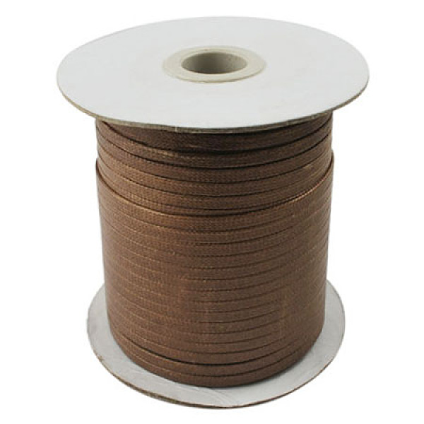 PandaHall Korean Waxed Polyester Cord, Chocolate, 4mm wide, about 93yards/roll Waxed Polyester Cord Flat Brown