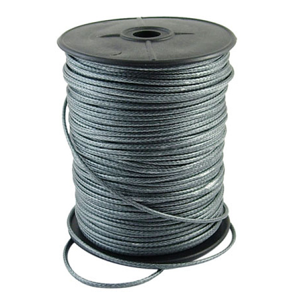 

PandaHall Korean Waxed Polyester Cord, Slate Gray, 2~3mm, about 93yards/roll Waxed Polyester Cord Round Gray
