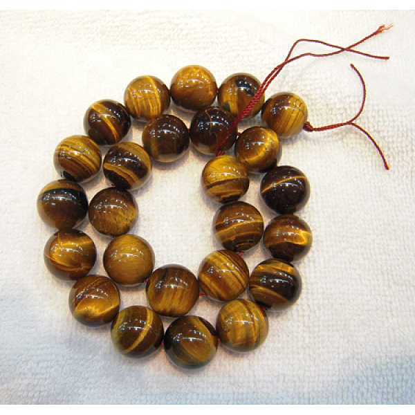 

PandaHall Round Tiger Eye Beads Strands, Grade AB+, Dark Goldenrod, 12mm, Hole: 1mm, about 33pcs/strand Tiger Eye Round Gold