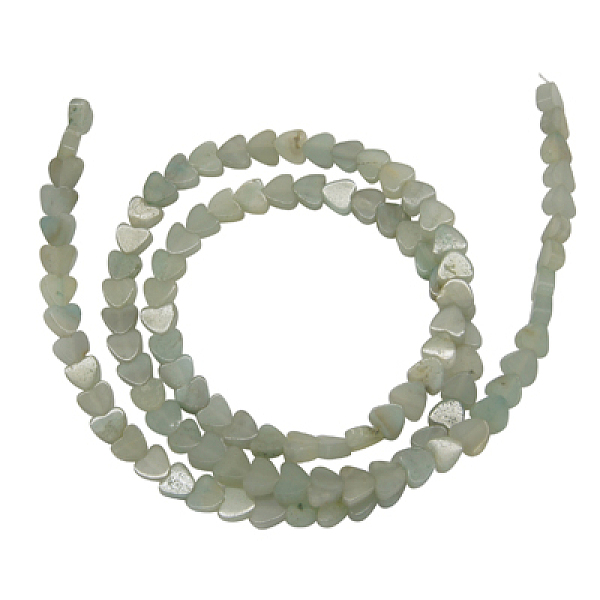 PandaHall Gemstone Beads Strands, Mother's Day Gifts Making, Natural Flower Amazonite, Heart, Light Green, about 4mm in diameter, 2.5mm...