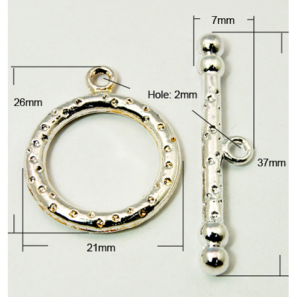 

PandaHall Tibetan Style Toggle Clasps, Lead Free & Cadmium Free & Nickel Free, Platinum Color, Size: Ring: about 21mm wide, 26mm long, hole...