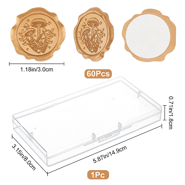

PandaHall CRASPIRE 60Pcs Adhesive Wax Seal Stickers, Envelope Seal Decoration, for Craft Scrapbook DIY Gift, Mushroom Pattern, 30mm Wax..., Brown