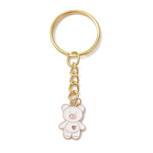 

PandaHall Bear Alloy Enamel Pendants Keychain, with Iron Keychain Ring, White, 7cm Alloy Bear White