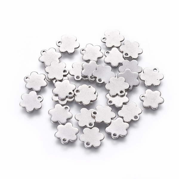 

PandaHall 201 Stainless Steel Charms, Flower, Stainless Steel Color, 9x8x0.8mm, Hole: 1.2mm 201 Stainless Steel Flower