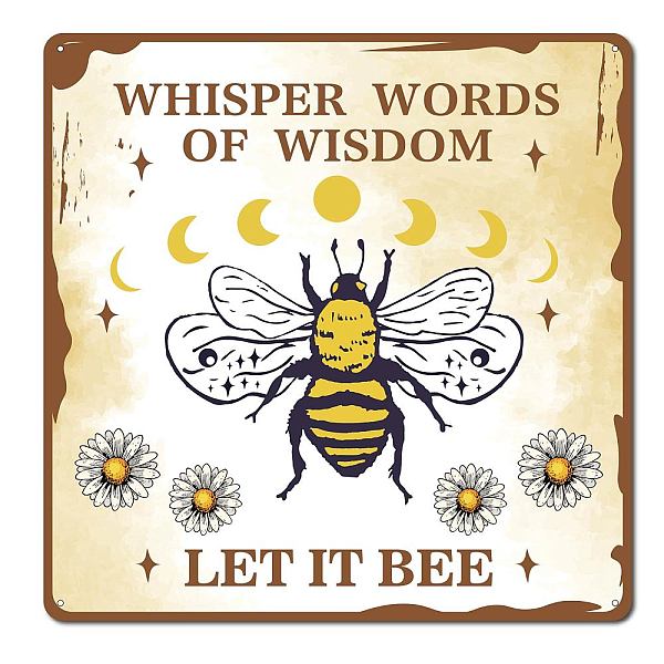 

PandaHall Square Vintage Iron Tin Sign, Metal Warning Signs, for Home Garden Bar Wall Decor, Bees Pattern, 300x300x0.03mm Iron Bees