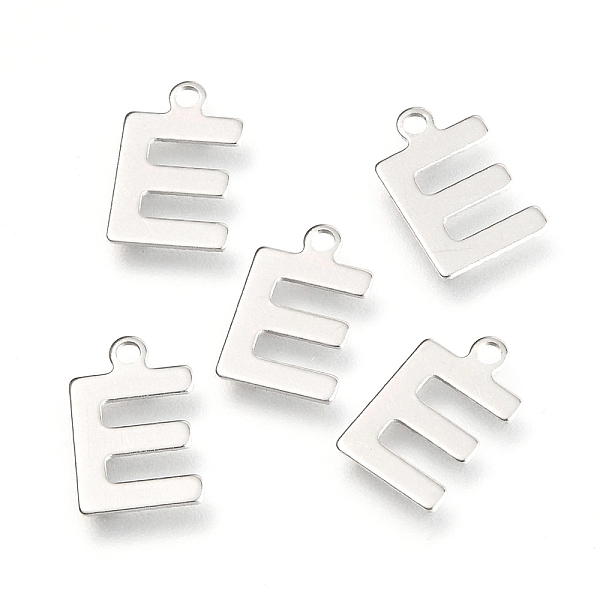 

PandaHall 201 Stainless Steel Charms, Alphabet, Letter.E, 12x7.8x0.6mm, Hole: 1.4mm 201 Stainless Steel Letter E
