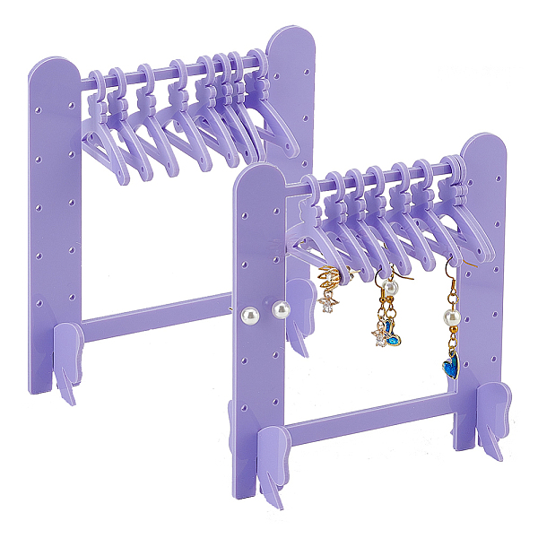 

PandaHall HOBBIESAY 2 Sets Butterfly Acrylic Earring Display Stands, Clothes Hanger Shaped Earring Organizer Holder with 8Pcs Hangers..., Purple