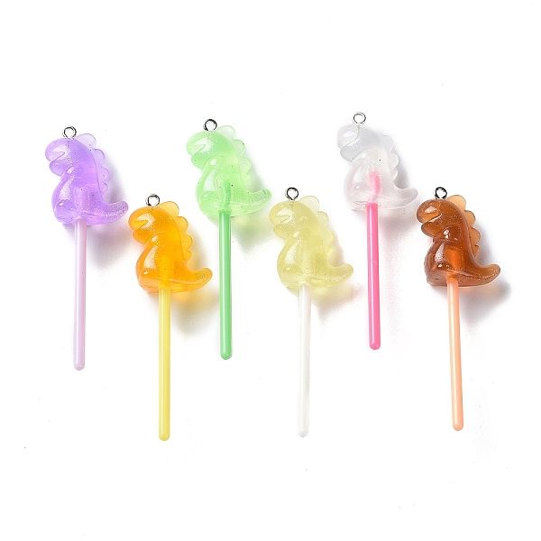

PandaHall Luminous Transparent Resin Big Pendants, Glitter Lollipop Charms, Glow in Dark, with Platinum Tone Iron Loops, Mixed Color..., Multicolor