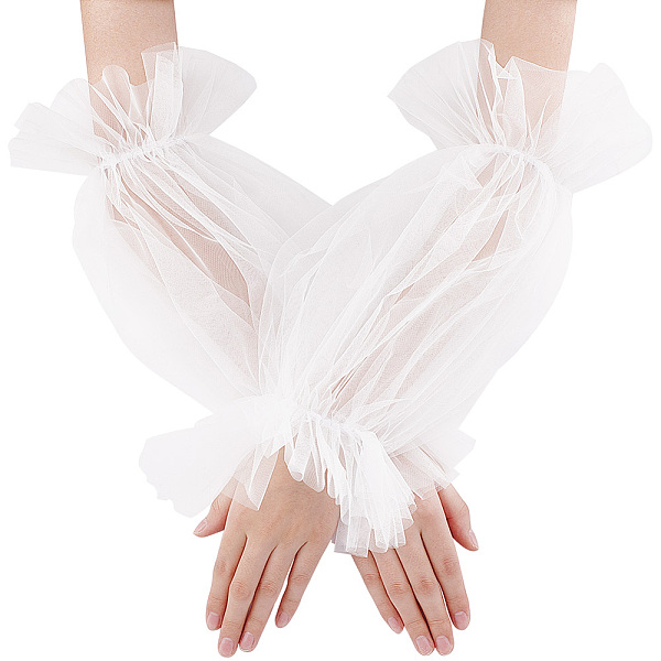 

PandaHall Polyester Detachable Puff Sleeves, for Wedding Bridal Dress Tulle Accessories, White, 395x145x3mm Polyester White