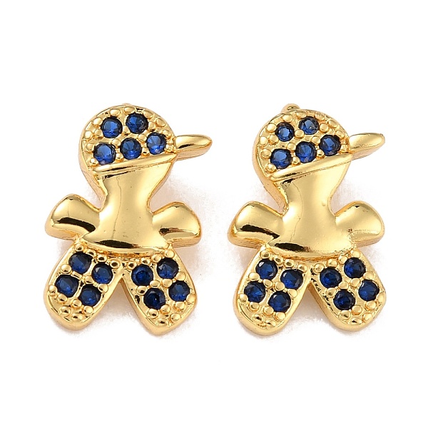 Brass Micro Pave Dark Blue Cubic Zirconia Charms