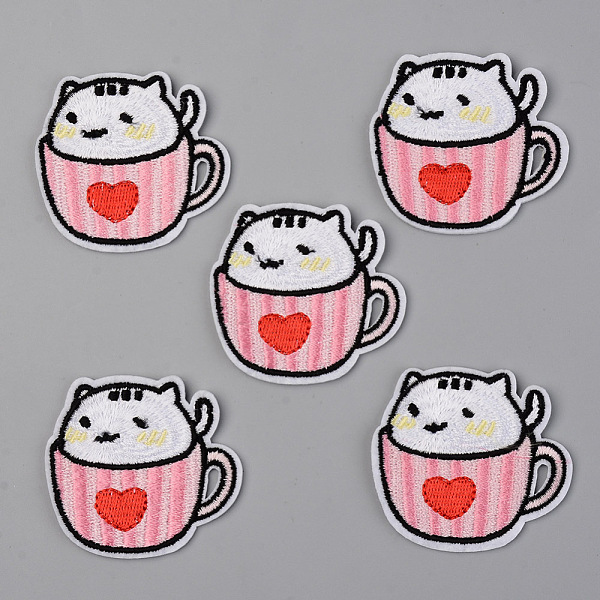 

PandaHall Computerized Embroidery Cloth Iron on/Sew on Patches, Appliques, Costume Accessories, Cartoon Cup, Pink, 47x50x2mm Cloth Pink