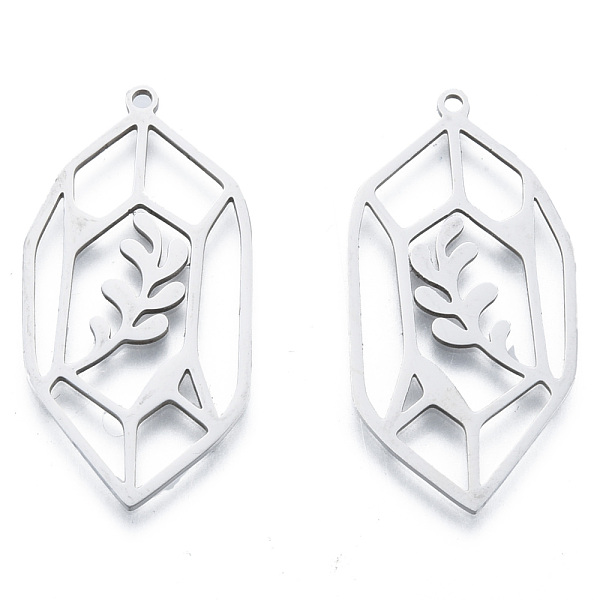 

PandaHall 201 Stainless Steel Pendants, Leaf Charm, Stainless Steel Color, 37x19x1mm, Hole: 1.5mm 201 Stainless Steel Leaf