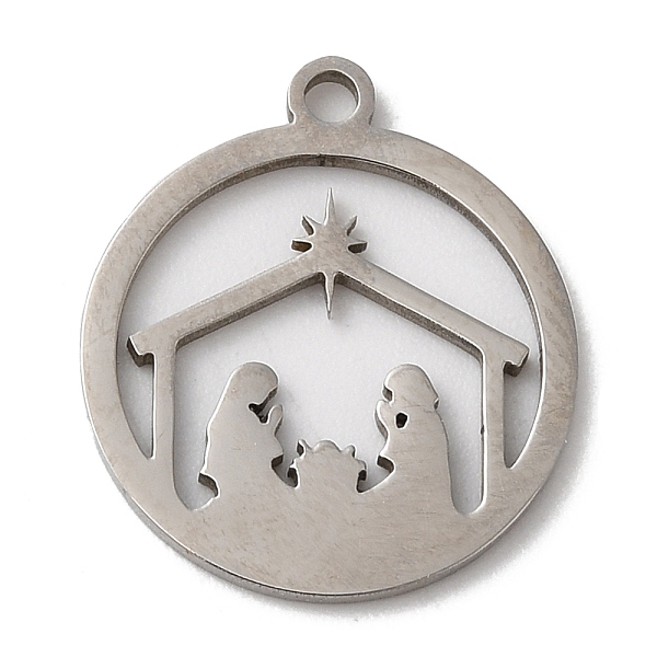 

PandaHall Christmas 201 Stainless Steel Pendants, Flat Round with Human Charm, Stainless Steel Color, 17x15x1mm, Hole: 1.5mm 201 Stainless...