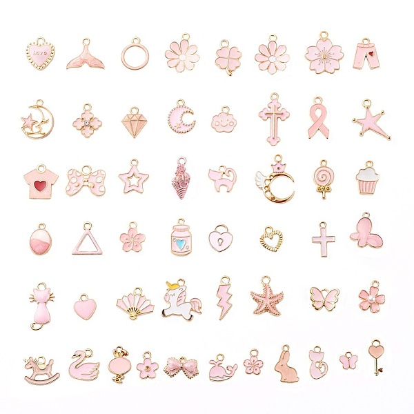 50Pcs 50 Style Alloy Enamel Pendants