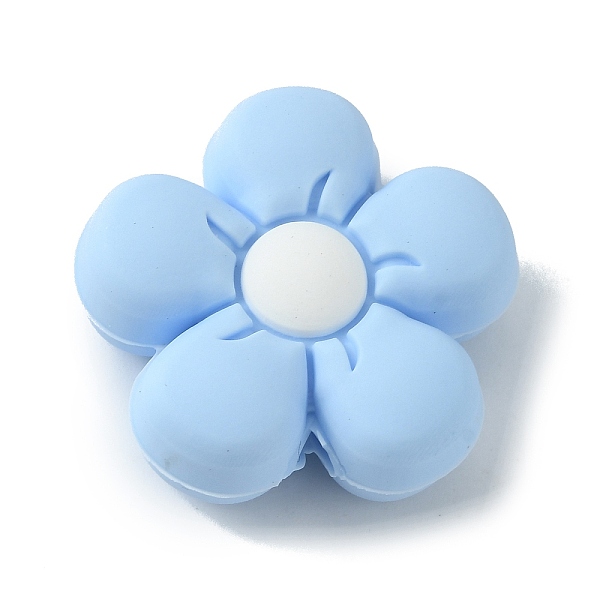 

PandaHall Silicone Beads, DIY Nursing Necklaces and Bracelets Making, Chewing Pendants For Teethers, Flower, Light Sky Blue, 26x27x10mm...