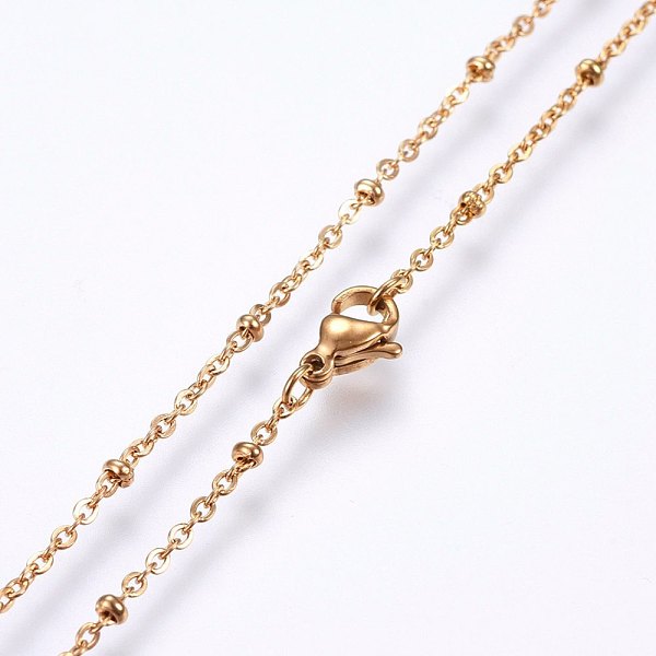 

PandaHall Vacuum Plating 304 Stainless Steel Cable Chains Necklaces, with Lobster Claw Clasps, Golden, 17.7 inch(45cm), 1.5x0.4mm, beads...