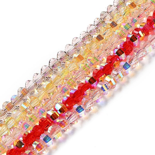 

PandaHall Transparent Electroplate Glass Beads Strands, AB Color, Faceted Lantern, Mixed Color, 6x4.5mm, Hole: 1.4mm, about 98pcs/strand..., Multicolor
