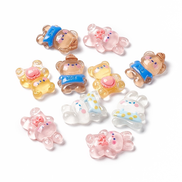 

PandaHall Transparent Resin Cabochons, Bear & Rabbit, Mixed Color, 23~26x17~19x7~7.5mm Resin Mixed Shapes Multicolor