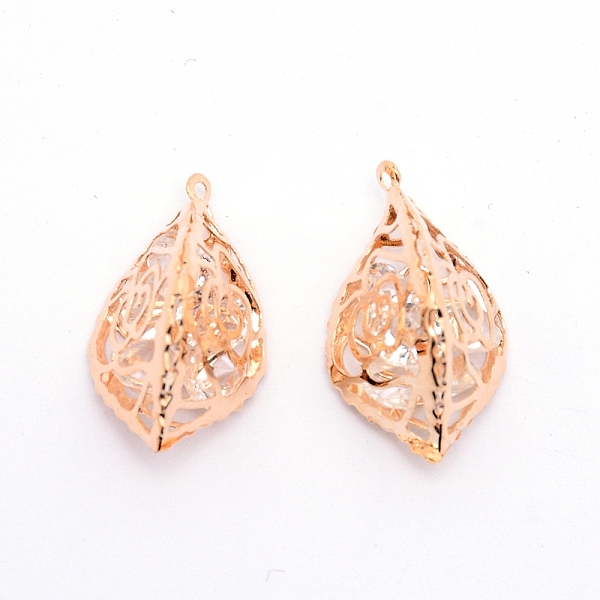 

PandaHall Iron Pendants, with Crystal Rhinestone inside, Teardrop, Light Gold, 27x16x13.5mm, Hole: 1.2mm Iron+Rhinestone Teardrop Clear
