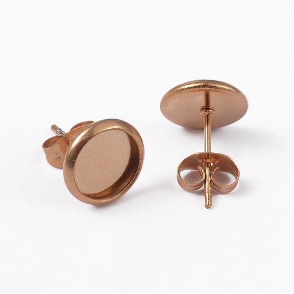 

PandaHall Ion Plating(IP) 304 Stainless Steel Stud Earring Settings, Golden, Tray: 8mm, 14x10mm, Pin: 0.8mm 304 Stainless Steel Others