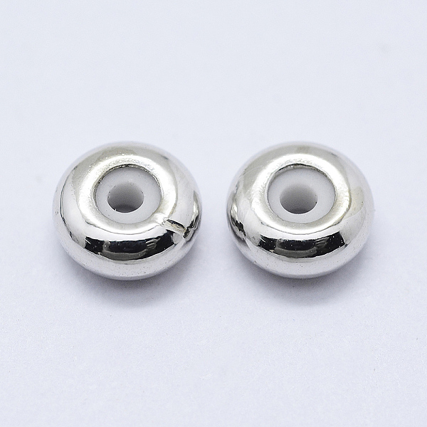 

PandaHall Brass Beads, with Rubber, Rondelle, Slider Beads, Stopper Beads, Platinum, 6x3mm, Hole: 1mm Brass Rondelle