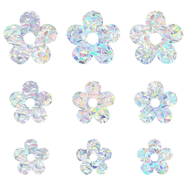 

PandaHall GORGECRAFT 9Pcs Rainbow Window Clings Flower Pattern Window Decals Static Non Adhesive Collision Proof Glass Stickers Vinyl Film..., Clear