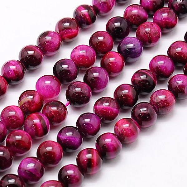 

PandaHall Natural Tiger Eye Beads Strands, Dyed, Round, Medium Violet Red, 10mm, Hole: 1mm, about 38pcs/strand, 15 inch Tiger Eye Round Red