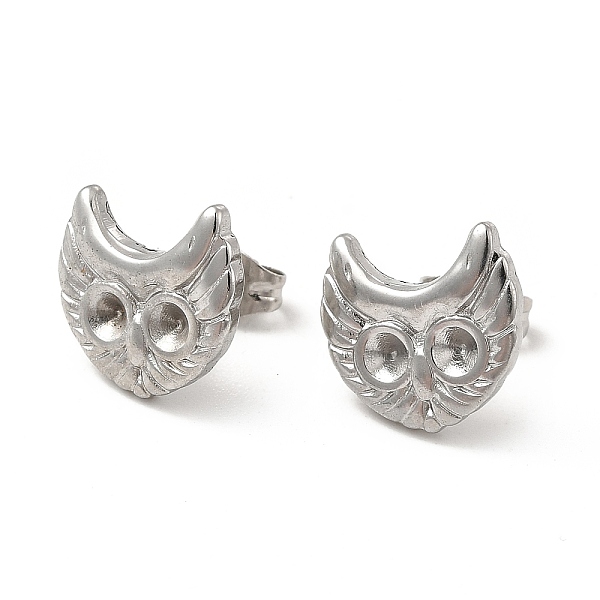 

PandaHall 304 Stainless Steel Stud Earring Findings, Earring Settings for Rhinestone, Owl, Stainless Steel Color, 11.5x12mm, Pin: 0.8mm, Fit...