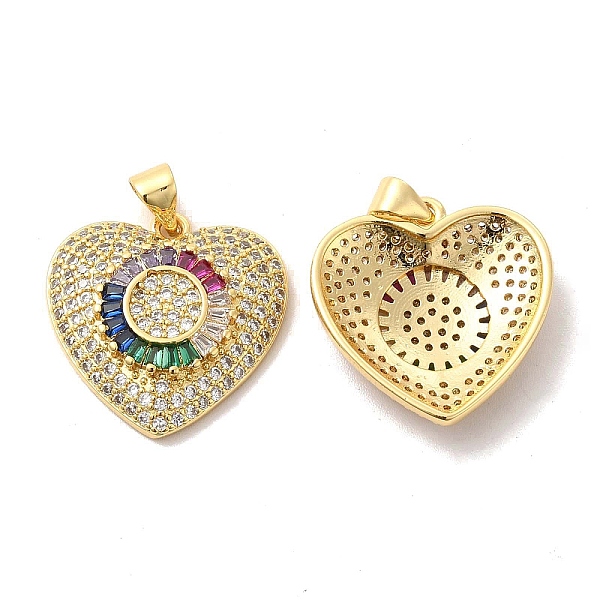 

PandaHall Brass Micro Pave Cubic Zirconia Pendants, Heart Charm, Golden, Colorful, 21x20.5x5mm, Hole: 4.5x3.5mm Brass+Cubic Zirconia Heart