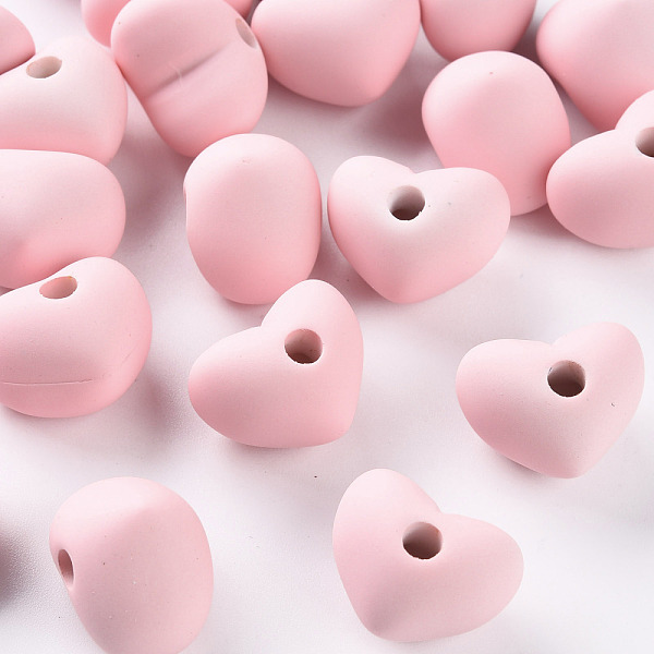 

PandaHall Acrylic Beads, Rubberized Style, Half Drilled Beads, Heart, Pink, 14.5x18.5x13.5mm, Hole: 3.5mm Acrylic Heart Pink