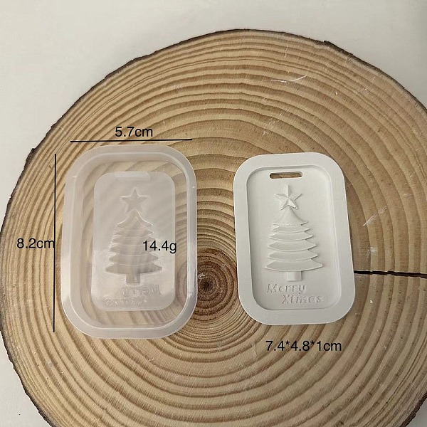 

PandaHall DIY Christmas Theme Pendant Silicone Molds, for UV Resin & Epoxy Resin Craft Making, White, Rectangle, 82x58x12mm, Inner Diameter...