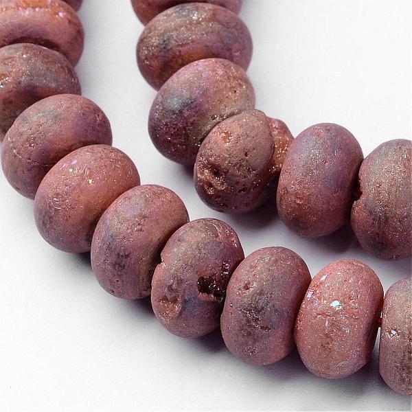 

PandaHall Electroplated Natural Quartz Crystal Beads Strands, Druzy Geode Crystal, Rondelle, Rainbow Plated, 10x6mm, Hole: 1mm, about...