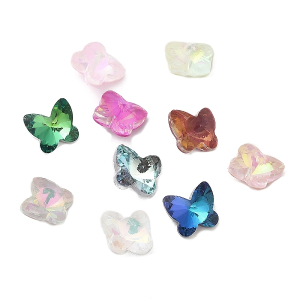 

PandaHall Pointed Back Glass Rhinestone Cabochons, Faceted, Butterfly, Mixed Color, 9x10x5~6mm Glass Rhinestone Butterfly Multicolor