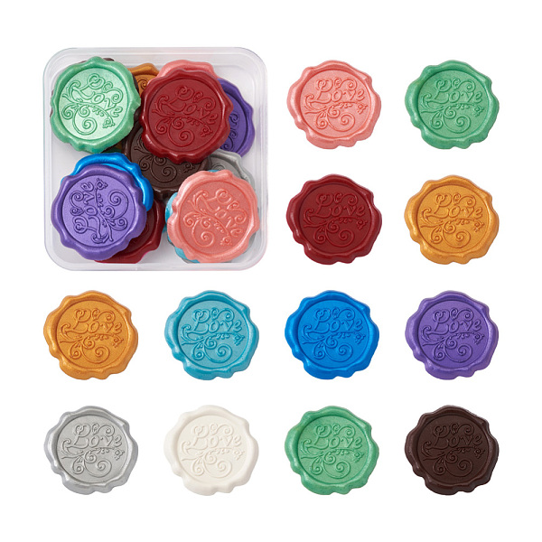 

PandaHall 20Pcs 10 Colors Adhesive Wax Seal Stickers, For Envelope Seal, Word Love, Mixed Color, 33.4x33.4x2.2mm, 2pcs/color Wax Multicolor