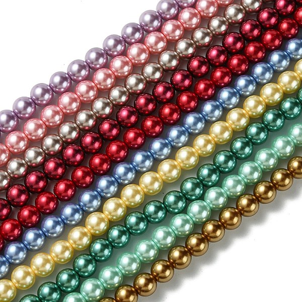 

PandaHall Eco-Friendly Dyed Glass Pearl Round Bead Strands, Cotton Cord Threaded, Mixed Color, 8mm, Hole: 1.2~1.5mm, about 52pcs/strand, 15..., Multicolor