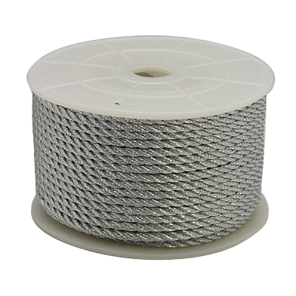 

PandaHall Polyester Cord, Twisted Cord, Dark Gray, 3mm, about 21.87 yards(20m)/roll Polyester Gray
