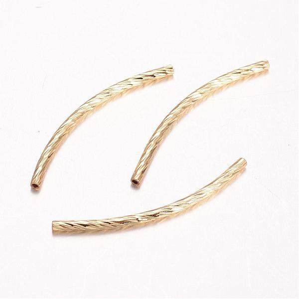 

PandaHall Brass Tube Beads, Curved, Cadmium Free & Nickel Free & Lead Free, Real 18K Gold Plated, 30~35x2mm, Hole: 1mm Brass Tube