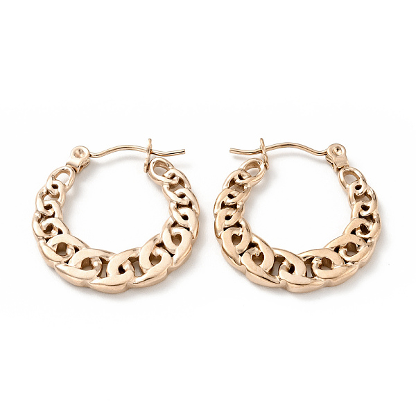 

PandaHall Ion Plating(IP) 304 Stainless Steel Curb Chains Hoop Earrings for Women, Rose Gold, 22x21x2mm, Pin: 0.8mm 304 Stainless Steel...