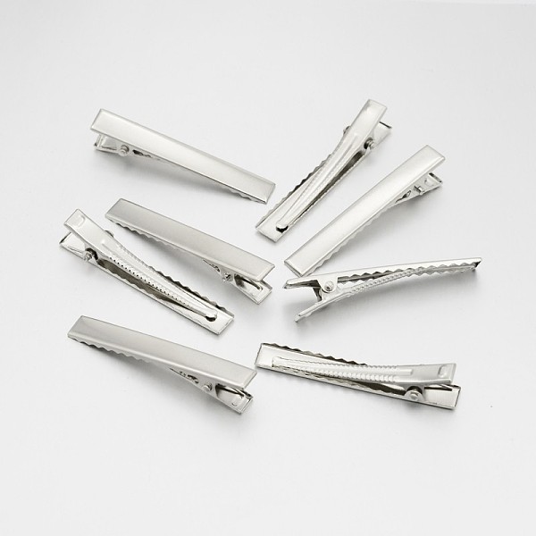 

PandaHall Iron Alligator Hair Clip Findings, Platinum, 56x8x11mm Iron