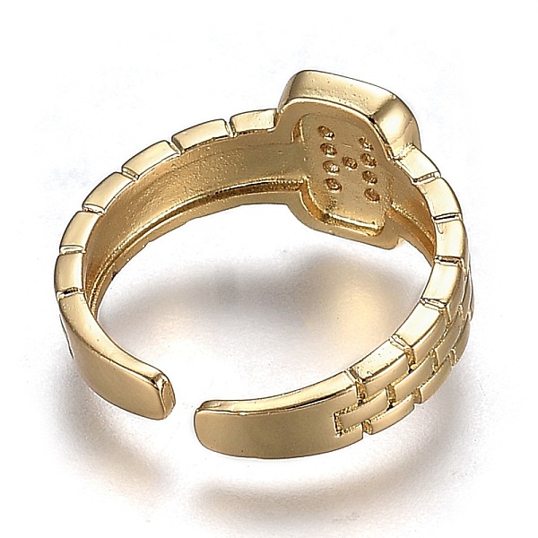 

PandaHall Brass Micro Pave Clear Cubic Zirconia Cuff Rings, Open Rings, Cadmium Free & Lead Free, Rectangle, Golden, Letter.H, US Size 6 1/4...