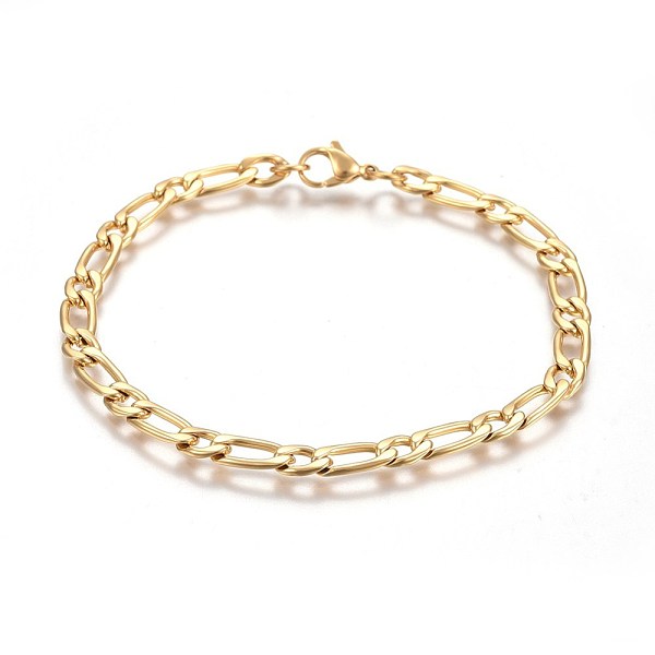 

PandaHall Ion Plating(IP) 304 Stainless Steel Figaro Chain Bracelets, with Lobster Claw Clasps, Golden, 8-1/4 inch(21cm), 5mm 304 Stainless...