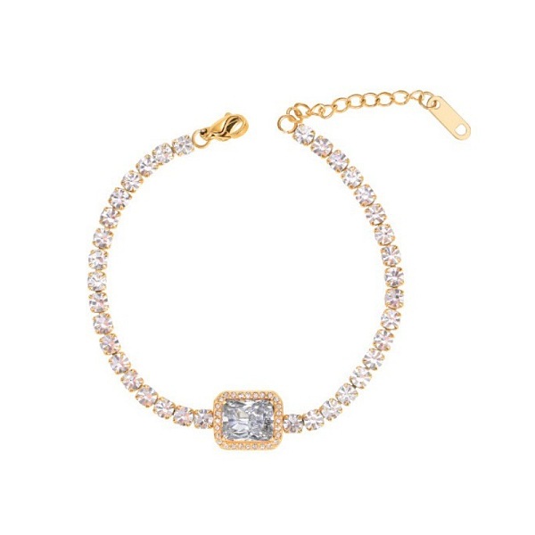 

PandaHall Elegant European Stainless Steel Pave Clear Cubic Zirconia Link Bracelets for Women Cubic Zirconia Clear