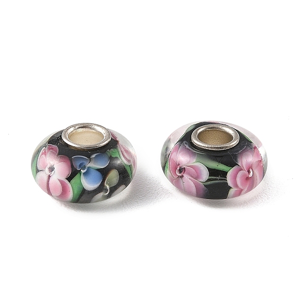 Lampwork  Brass Core European Beads