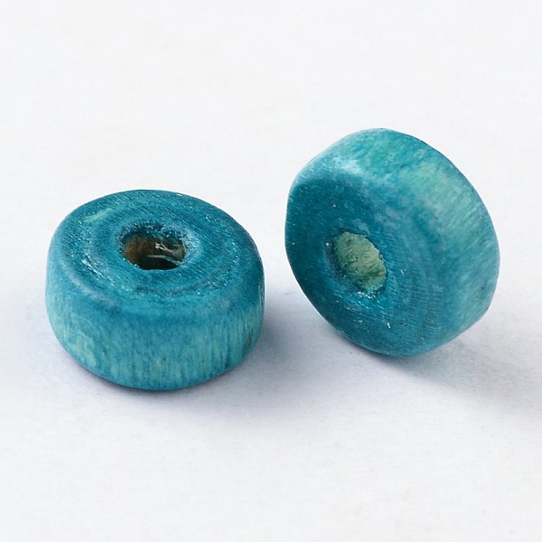 

PandaHall Natural Maple Wood Beads, Lead Free, Flat Round, Dyed, Dark Turquoise, 6x3mm, Hole: 2mm, about 14772pcs/1000g Maple Wood Flat..., Cyan
