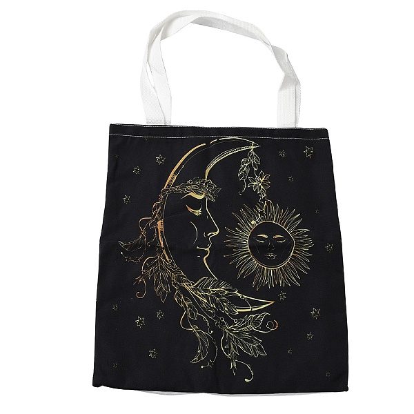 

PandaHall Canvas Tote Bags, Reusable Polycotton Canvas Bags, for Shopping, Crafts, Gifts, Sun, Moon, 59cm Polycotton Moon Black