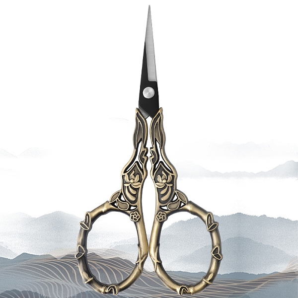 

PandaHall Stainless Steel Scissors, Embroidery Scissors, Sewing Scissors, with Zinc Alloy Handle, Antique Bronze, 113x51mm Stainless Steel