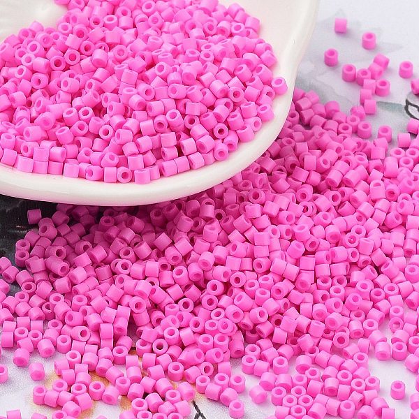 

PandaHall Baking Paint Glass Seed Beads, Cylinder, Violet, 2x1.5mm, Hole: 1mm, about 5599pcs/50g Glass Purple